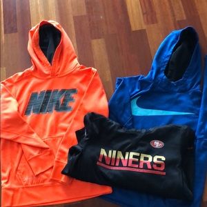 Nike and SF sweatshirts